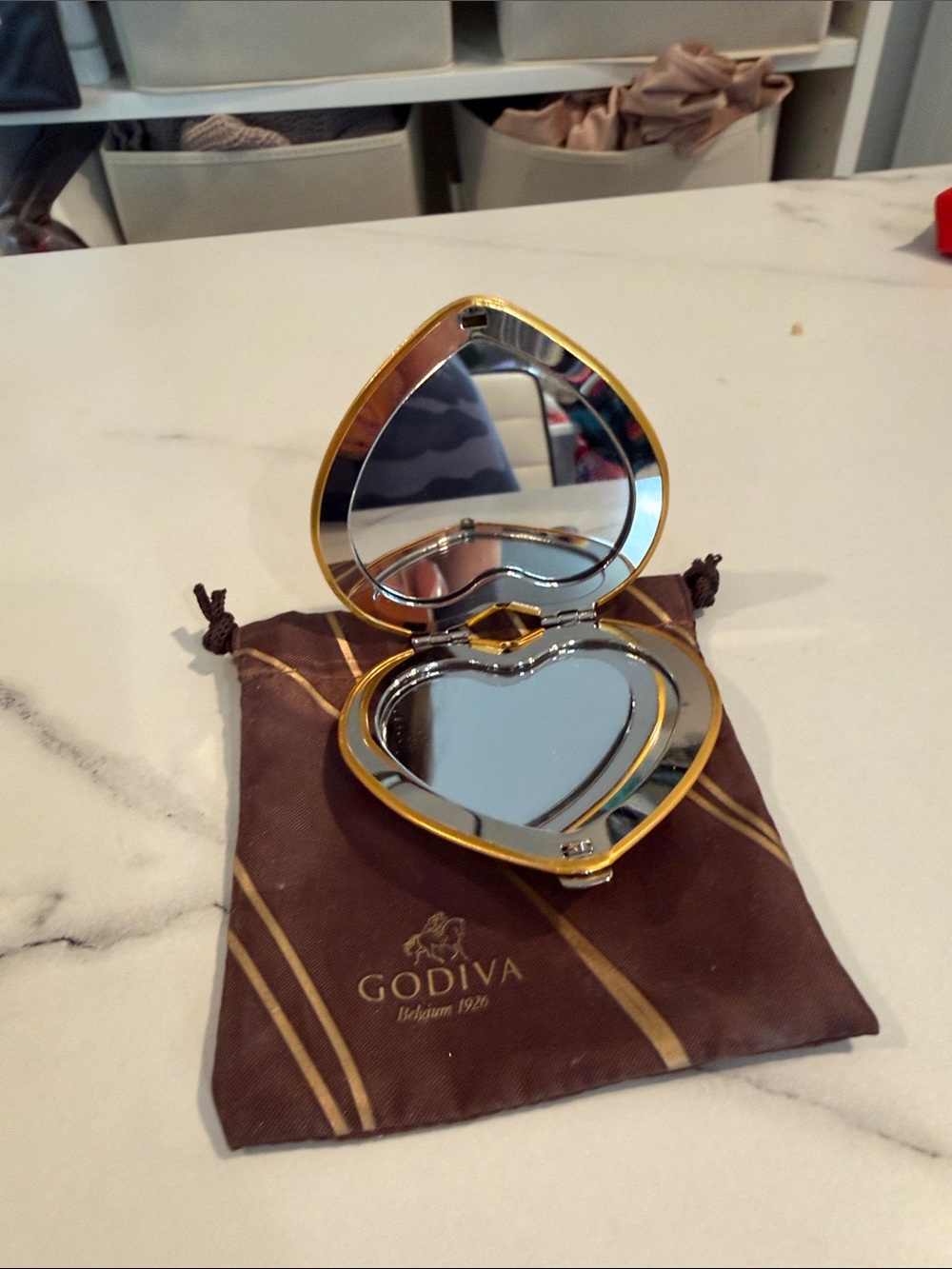 Godiva Compact gold Mirror on Branded Pouch